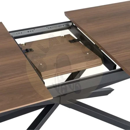 Mesa extensible marrón en DM con patas y estructura de metal para salón 160x90x76cm - Ixia - 616174IX - foto-secundaria-1