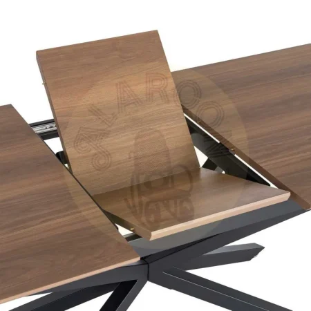 Mesa extensible marrón en DM con patas y estructura de metal para salón 160x90x76cm - Ixia - 616174IX - foto-secundaria-2