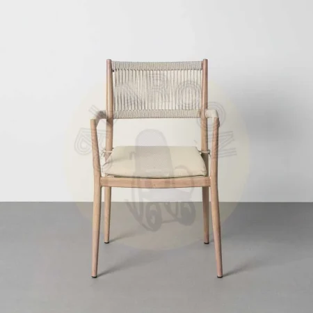 Silla apilable de acero y ratán PE para exterior con cojines desenfundables 55x55x85cm - Ixia - 616175IX - foto-secundaria-2