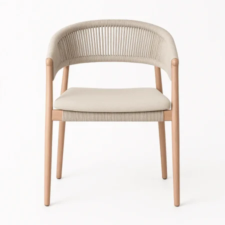 Silla apilable para exterior acero y ratán PE con cojines desenfundables 57x58x77cm - Ixia - 616176IX - foto-blanco