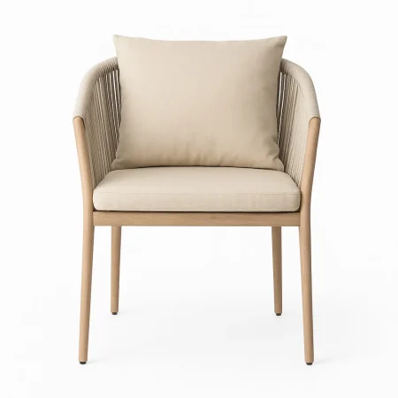 Silla para exterior en acero y ratán PE con cojines desenfundables 57x58x74.50cm - Ixia - 616177IX - foto-blanco