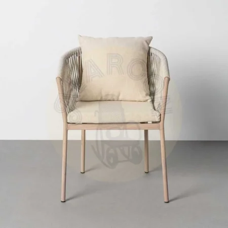 Silla para exterior en acero y ratán PE con cojines desenfundables 57x58x74.50cm - Ixia - 616177IX - foto-secundaria-1