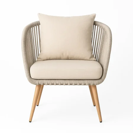 Silla de acero y ratán PE para exterior con cojines desenfundables 66x65x80cm - Ixia - 616178IX - foto-blanco