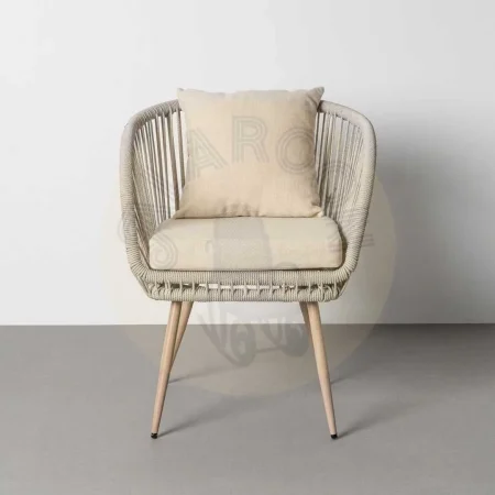 Silla de acero y ratán PE para exterior con cojines desenfundables 66x65x80cm - Ixia - 616178IX - foto-secundaria-1