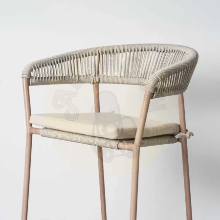 Taburete apilable de acero y rattán PE con cojines desenfundables tejido olefina apto exterior 59x58x100.50cm - Ixia - 616180IX - foto-secundaria-2