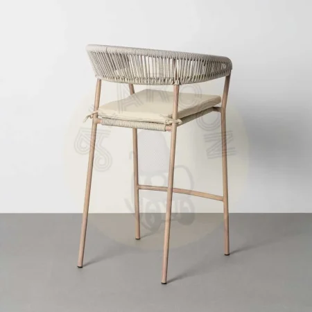 Taburete apilable de acero y rattán PE con cojines desenfundables tejido olefina apto exterior 59x58x100.50cm - Ixia - 616180IX - foto-secundaria-3