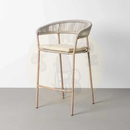 Taburete apilable de acero y rattán PE con cojines desenfundables tejido olefina apto exterior 59x58x100.50cm - Ixia - 616180IX - foto-secundaria-9