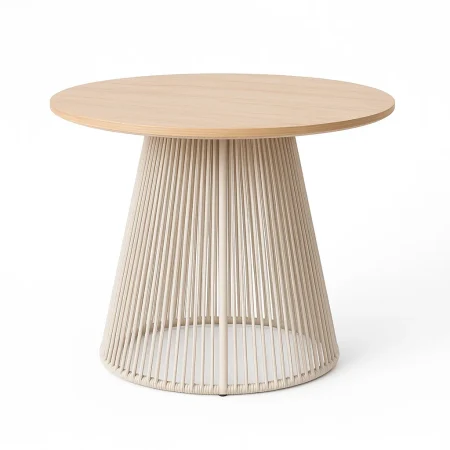 Mesa de comedor exterior en acero polywood y PE ratán 100x100x75cm - Ixia - 616181IX - foto-blanco