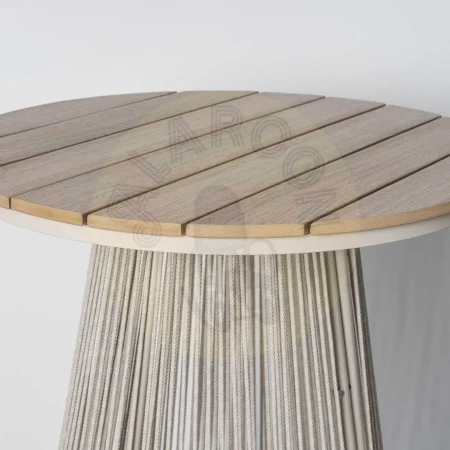 Mesa alta para exterior en polywood y ratán PE con estructura de acero 70x70x100cm - Ixia - 616182IX - foto-secundaria-1
