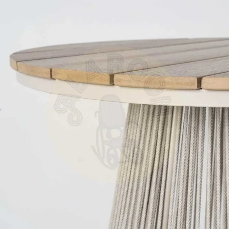 Mesa alta para exterior en polywood y ratán PE con estructura de acero 70x70x100cm - Ixia - 616182IX - foto-secundaria-2