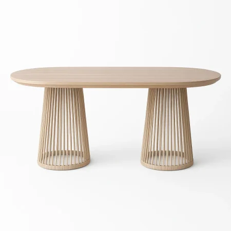 Mesa de comedor exterior rectangular en polywood y PE ratán 180x90x76.50cm - Ixia - 616183IX - foto-blanco