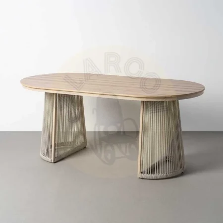 Mesa de comedor exterior rectangular en polywood y PE ratán 180x90x76.50cm - Ixia - 616183IX - foto-secundaria-5