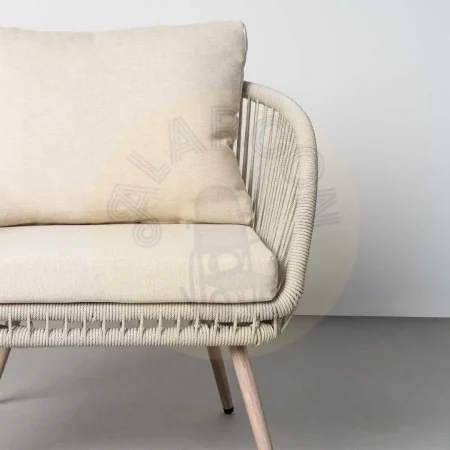 Conjunto jardín Duna en acero y ratán PE con sofá 2 sillones y mesa de centro con tablero polywood y tejido 100% olefina 1x0x0cm - Ixia - 616184IX - foto-secundaria-11