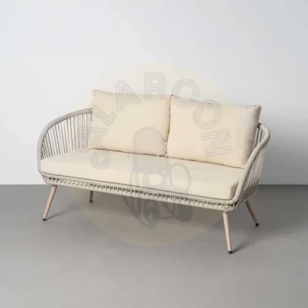 Conjunto jardín Duna en acero y ratán PE con sofá 2 sillones y mesa de centro con tablero polywood y tejido 100% olefina 1x0x0cm - Ixia - 616184IX - foto-secundaria-2