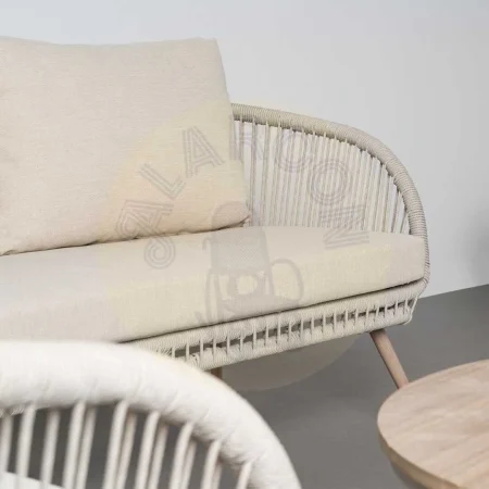 Conjunto jardín Duna en acero y ratán PE con sofá 2 sillones y mesa de centro con tablero polywood y tejido 100% olefina 1x0x0cm - Ixia - 616184IX - foto-secundaria-3