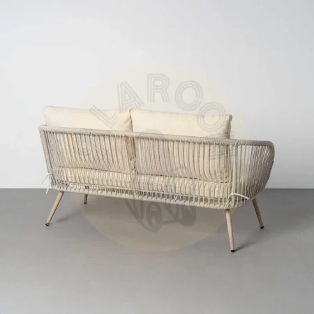 Conjunto jardín Duna en acero y ratán PE con sofá 2 sillones y mesa de centro con tablero polywood y tejido 100% olefina 1x0x0cm - Ixia - 616184IX - foto-secundaria-4