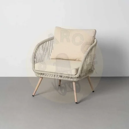 Conjunto jardín Duna en acero y ratán PE con sofá 2 sillones y mesa de centro con tablero polywood y tejido 100% olefina 1x0x0cm - Ixia - 616184IX - foto-secundaria-6