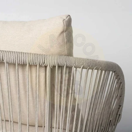 Conjunto jardín Duna en acero y ratán PE con sofá 2 sillones y mesa de centro con tablero polywood y tejido 100% olefina 1x0x0cm - Ixia - 616184IX - foto-secundaria-7