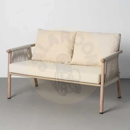 Conjunto jardín Salina sofá 2 sillones y mesa centro acero y rattán PE con tablero de piedra sinterizada 1x0x0cm - Ixia - 616185IX - foto-secundaria-1