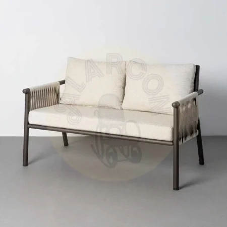 Conjunto de jardín Cala en acero y ratán PE con 1 sofá 2 sillones y mesa centro con tablero de piedra sinterizada y cojines desenfundables 1x0x0cm - Ixia - 616186IX - foto-secundaria-2