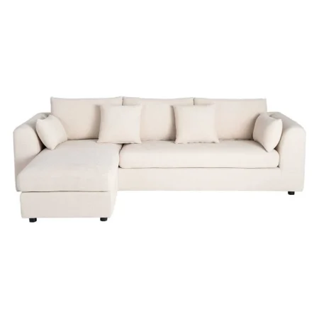 Sofá chaise longue reversible crema tapizado en 100% poliéster con cojines desenfundables 260x164x76cm - Ixia - 616189IX - foto-blanco