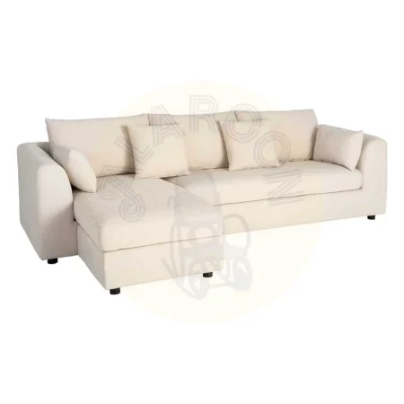 Sofá chaise longue reversible crema tapizado en 100% poliéster con cojines desenfundables 260x164x76cm - Ixia - 616189IX - foto-secundaria-1