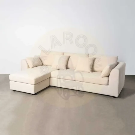 Sofá chaise longue reversible crema tapizado en 100% poliéster con cojines desenfundables 260x164x76cm - Ixia - 616189IX - foto-secundaria-10