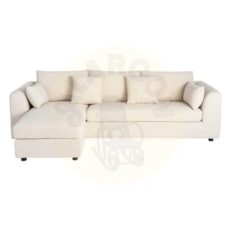 Sofá chaise longue reversible crema tapizado en 100% poliéster con cojines desenfundables 260x164x76cm - Ixia - 616189IX - foto-secundaria-2