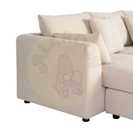 Sofá chaise longue reversible crema tapizado en 100% poliéster con cojines desenfundables 260x164x76cm - Ixia - 616189IX - foto-secundaria-5