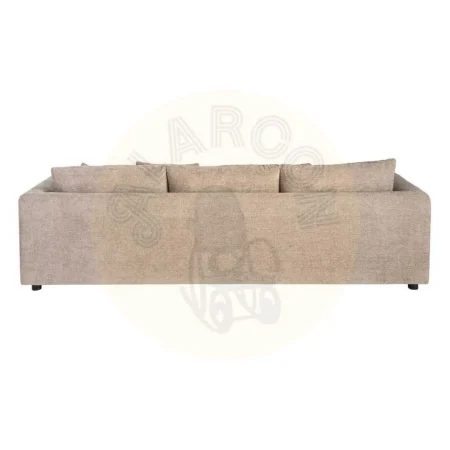 Sofá chaise longue 3 plazas tapizado en poliéster marrón claro con cojines desenfundables 260x164x76cm - Ixia - 616190IX - foto-secundaria-3