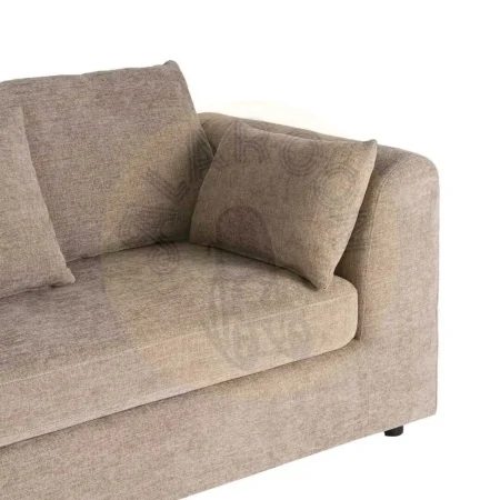 Sofá chaise longue 3 plazas tapizado en poliéster marrón claro con cojines desenfundables 260x164x76cm - Ixia - 616190IX - foto-secundaria-4