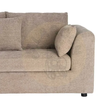 Sofá chaise longue 3 plazas tapizado en poliéster marrón claro con cojines desenfundables 260x164x76cm - Ixia - 616190IX - foto-secundaria-7
