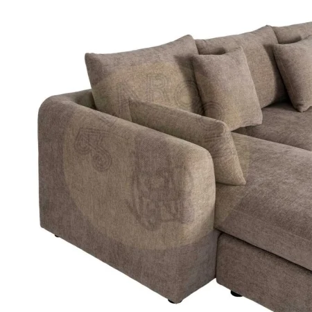 Sofá chaise longue 3 plazas tapizado en poliéster marrón claro con cojines desenfundables 260x164x76cm - Ixia - 616190IX - foto-secundaria-8