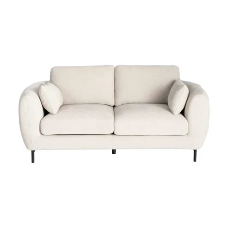 Sofá 2 plazas crema tapizado en tejido con patas metálicas y cojines desenfundables 189x92x88cm - Ixia - 616195IX - foto-blanco