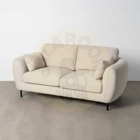 Sofá 2 plazas crema tapizado en tejido con patas metálicas y cojines desenfundables 189x92x88cm - Ixia - 616195IX - foto-secundaria-9