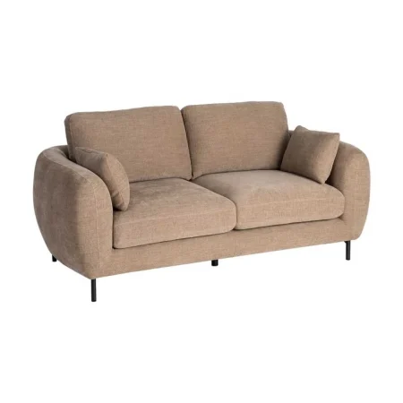 Sofá 2 plazas marrón claro en tejido mezcla poliéster y lino con patas de metal 189x92x88cm - Ixia - 616196IX - foto-blanco
