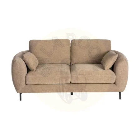 Sofá 2 plazas marrón claro en tejido mezcla poliéster y lino con patas de metal 189x92x88cm - Ixia - 616196IX - foto-secundaria-1