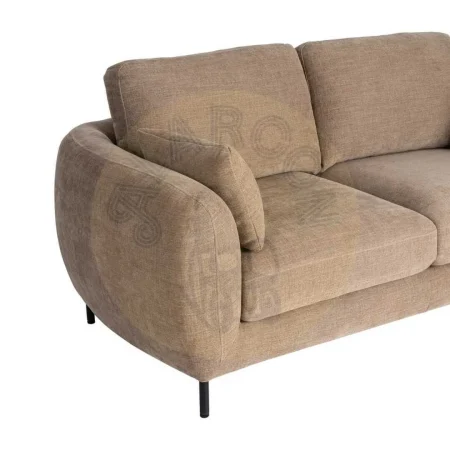 Sofá 2 plazas marrón claro en tejido mezcla poliéster y lino con patas de metal 189x92x88cm - Ixia - 616196IX - foto-secundaria-4