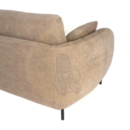 Sofá 2 plazas marrón claro en tejido mezcla poliéster y lino con patas de metal 189x92x88cm - Ixia - 616196IX - foto-secundaria-7