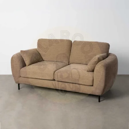 Sofá 2 plazas marrón claro en tejido mezcla poliéster y lino con patas de metal 189x92x88cm - Ixia - 616196IX - foto-secundaria-9