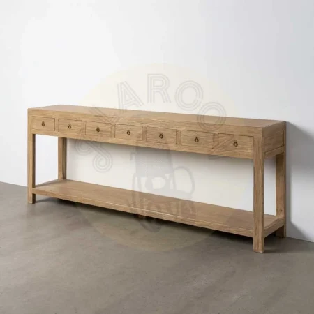 Consola de madera de olmo reciclada para entrada con cajones 240x45x90cm - Ixia - 616204IX - foto-secundaria-9