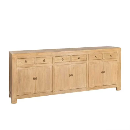 Aparador de madera de pino reciclada para salón con puertas y cajones 240x44x94cm - Ixia - 616206IX - foto-blanco
