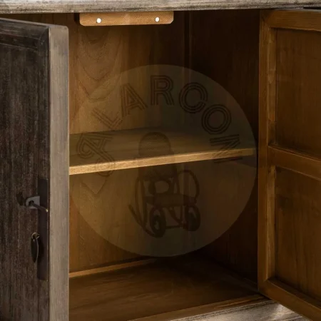 Aparador de madera de pino reciclada con cajones y puertas para salón 180x44x86cm - Ixia - 616207IX - foto-secundaria-2