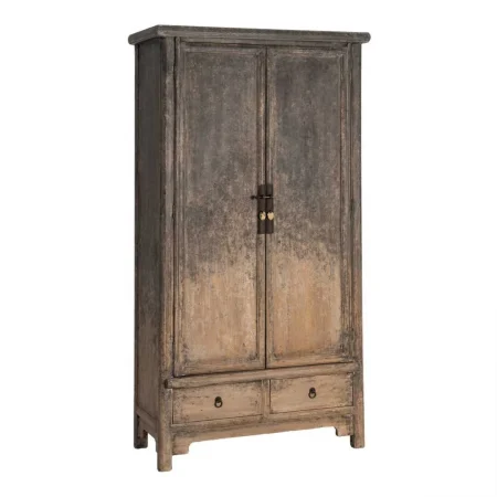 Armario de madera de pino reciclada para dormitorio con puertas y cajones 100x45x190cm - Ixia - 616208IX - foto-blanco