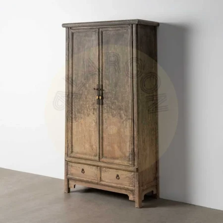 Armario de madera de pino reciclada para dormitorio con puertas y cajones 100x45x190cm - Ixia - 616208IX - foto-secundaria-11