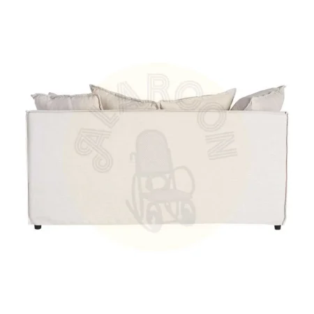 Sofá 2 plazas beige en tejido poliéster y lino estructura DM cojines desenfundables patas negras 158x102x77cm - Ixia - 616210IX - foto-secundaria-2