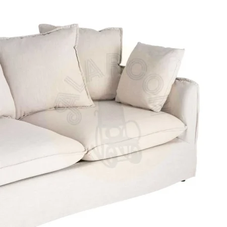 Sofá 2 plazas beige en tejido poliéster y lino estructura DM cojines desenfundables patas negras 158x102x77cm - Ixia - 616210IX - foto-secundaria-3
