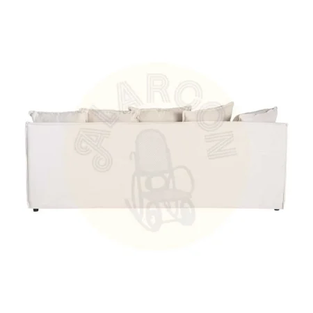 Sofá 3 plazas beige en tejido poliéster-lino con cojines desenfundables y patas negras 212x104x76cm - Ixia - 616211IX - foto-secundaria-2