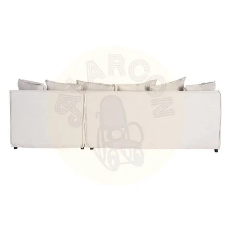 Sofá chaise longue beige en DM y tejido poliéster lino con cojines desenfundables y patas negras 252x158x84cm - Ixia - 616215IX - foto-secundaria-2
