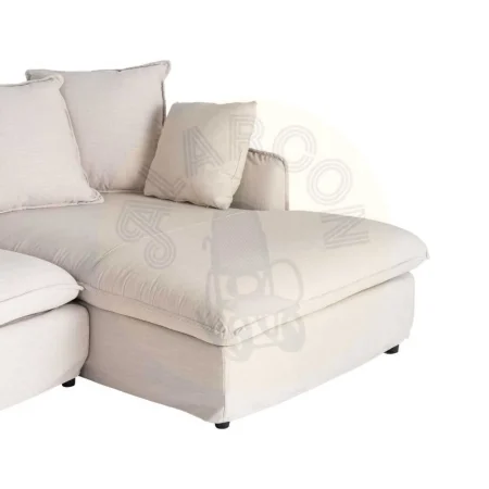 Sofá chaise longue beige en DM y tejido poliéster lino con cojines desenfundables y patas negras 252x158x84cm - Ixia - 616215IX - foto-secundaria-3
